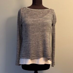WHBM Striped Black and White Striped Top